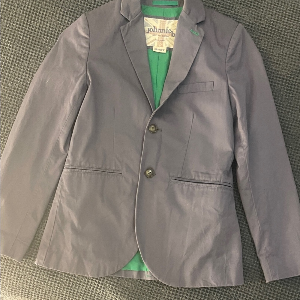 Johnnie B Boys Gray Blazer with Green Lining